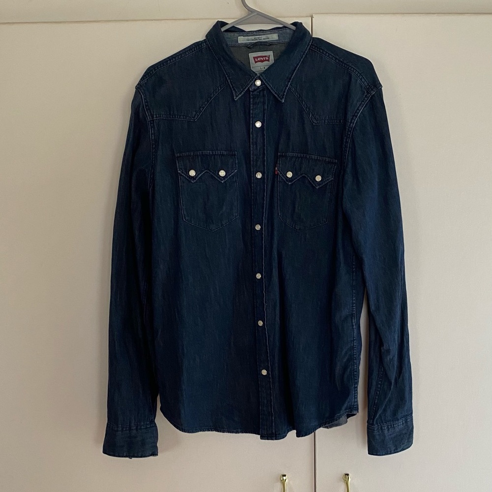 Mens Levi’s Denim Western Shirt Sawtooth Large